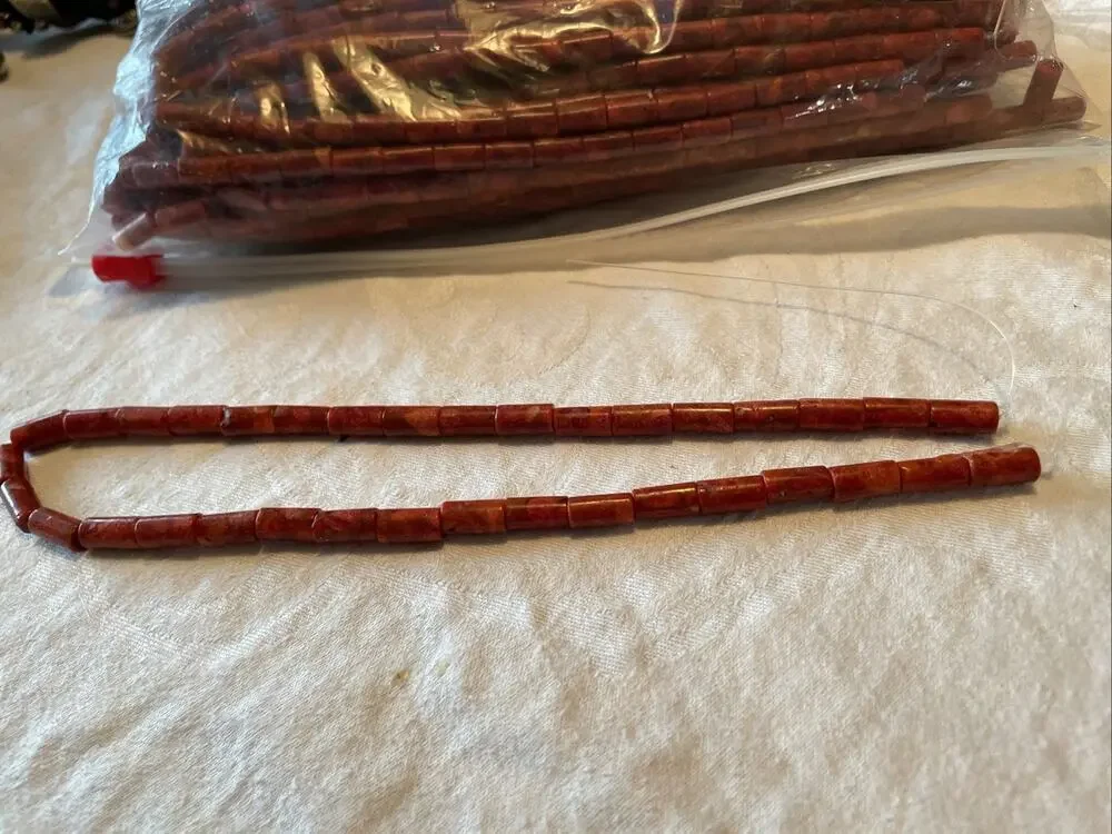 Red Sponge Coral 16”Strand 6x12MM. Dozens Available